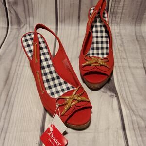 Dexter peep toe red Wedges 8.5
